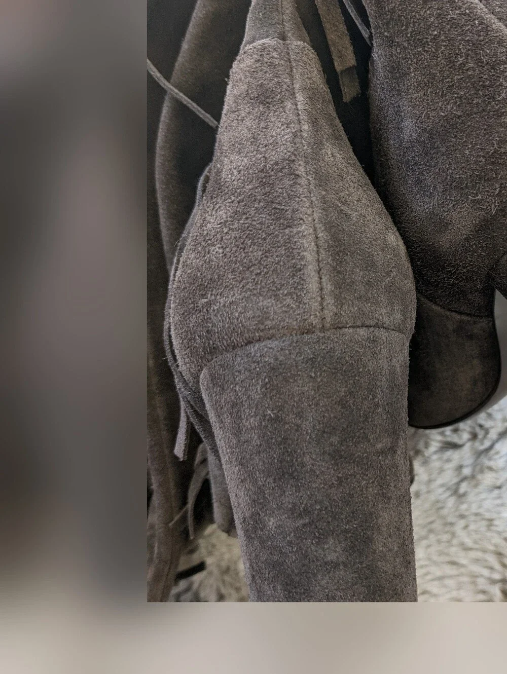 LONGCHAMP Paris fringe Over Knee Suede Boots 38